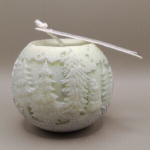 Elegant Green and White Forest Candle